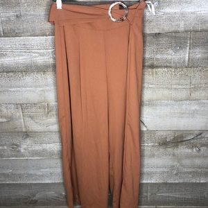 Primark belted wide leg crop neutral pants